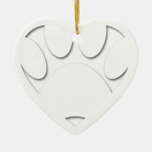 Ornement Cœur En Céramique Papier Coupe Chien Paw Et Forme Coeur