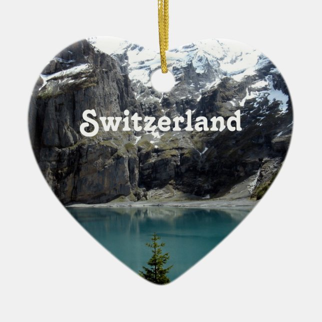 Ornement Cœur En Céramique Paysage de la Suisse (Devant)
