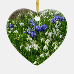 Ornement Cœur En Céramique Paysage des fleurs du début du printemps