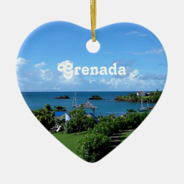 Ornement Cœur En Céramique Paysage du Grenada (Devant)