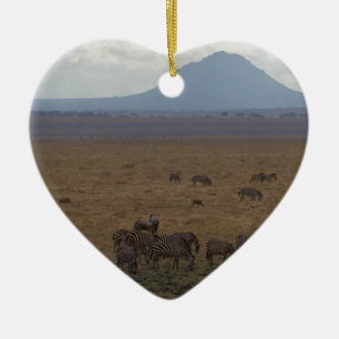 Ornement Cœur En Céramique Paysage Tanzanie Tom Wurl