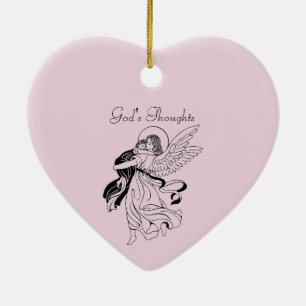 Ornement Cœur En Céramique Pensées de Dieu Poésie