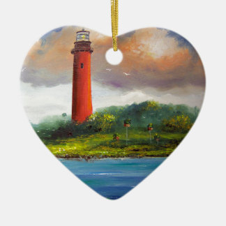 Ornement Cœur En Céramique Phare de Jupiter la Floride