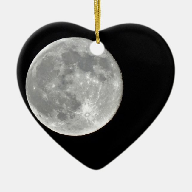 Ornement Cœur En Céramique Photo haute résolution Pleine lune (Devant)