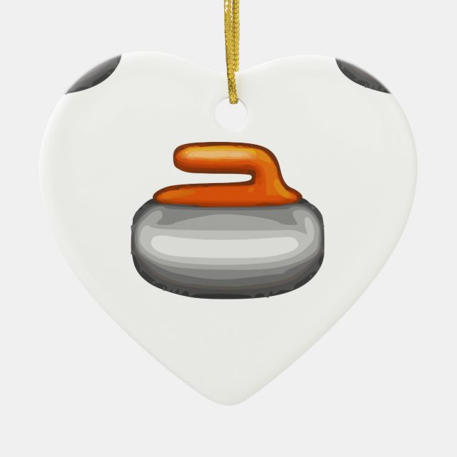 Ornement Cœur En Céramique Pierre de curling Emoji (Devant)