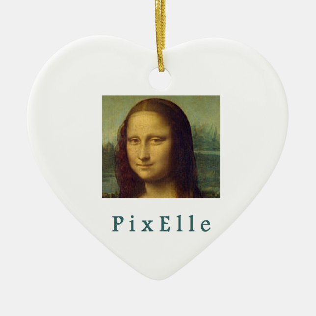 Ornement Cœur En Céramique Pixelle femme (Devant)