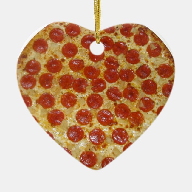 Ornement Cœur En Céramique Pizza...Délicieux Pepperoni Pizza (Devant)