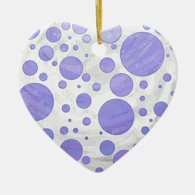 Ornement Cœur En Céramique Point Polka Soleil Violet (Devant)