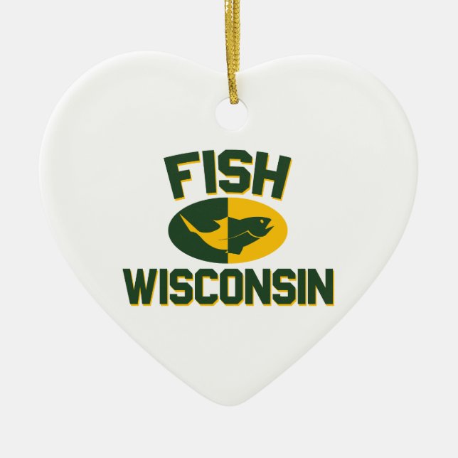 Ornement Cœur En Céramique Poisson Wisconsin (Devant)