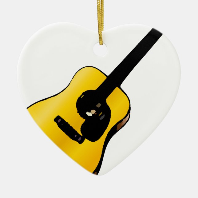 Ornement Cœur En Céramique Pop Art Guitare (Devant)