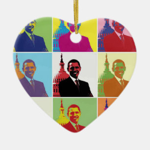 Ornement Cœur En Céramique Président Obama Pop Art