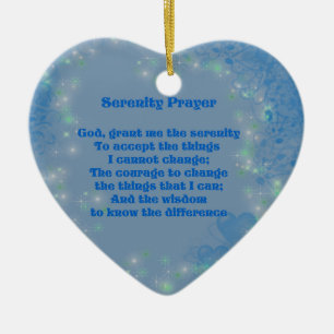 Ornement Cœur En Céramique Prière Sérénité Coeurs Bleus Inspiration