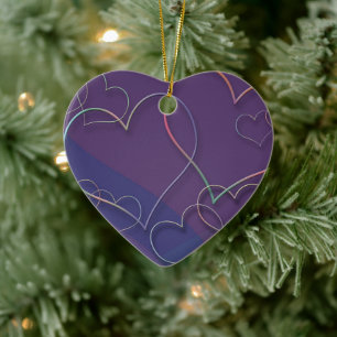 Ornement Cœur En Céramique Purple Hearts Pattern Ceramic Ornaments