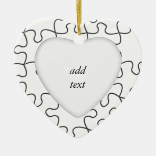 Ornement Cœur En Céramique Puzzle Pieces  (Add Background Color or Image)