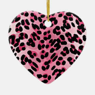 Ornement Cœur En Céramique RAB Rockabilly Pink Cheetah Imprimer