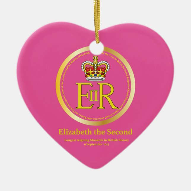 Ornement Cœur En Céramique Reine Elizabeth II (Devant)