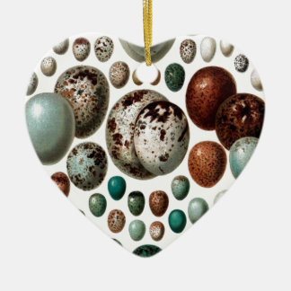 Ornement Cœur En Céramique Rétro motif vintage d'oeufs d'oiseau