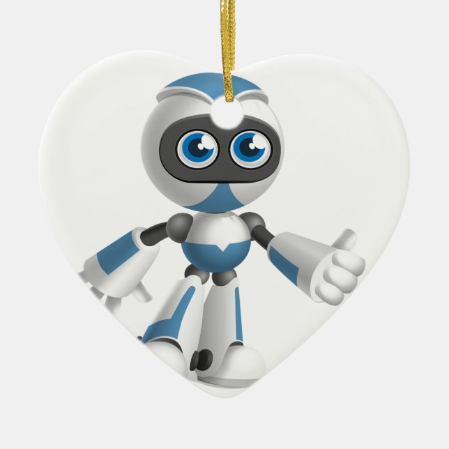 Ornement Cœur En Céramique "Robot 4" (Devant)