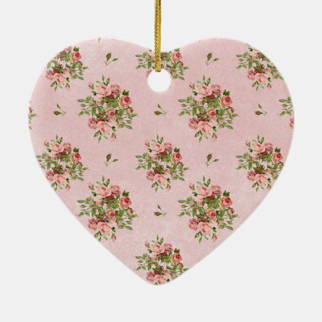 Ornement Cœur En Céramique Rose chic (Dos)