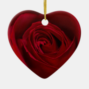 Ornement Cœur En Céramique Rose rouge magnifique