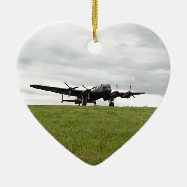 Ornement Cœur En Céramique Roulement sur le sol d'Avro Lancaster (Devant)