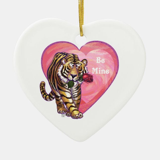 Ornement Cœur En Céramique Saint Valentin de Tigre (Devant)