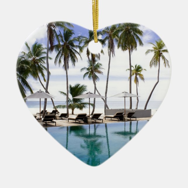 Ornement Cœur En Céramique Salutation de Maldives (Devant)