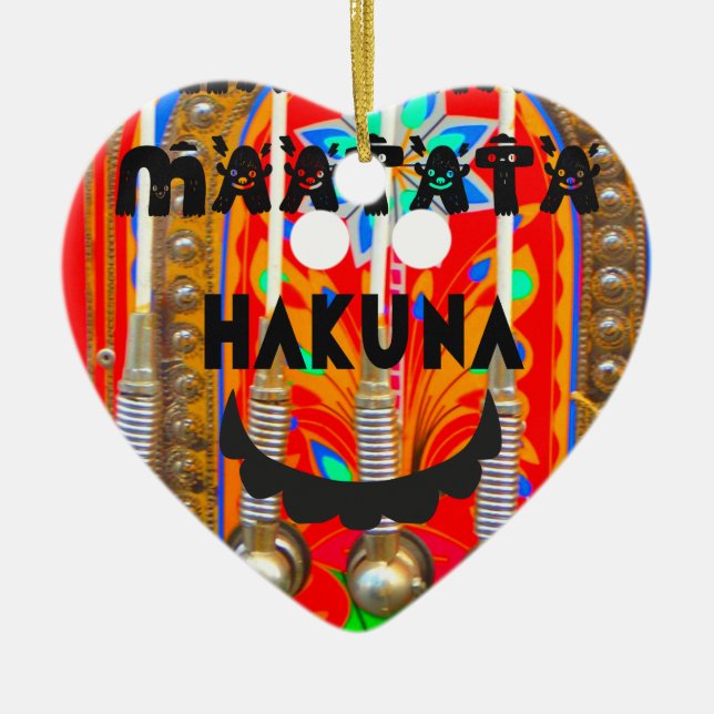 Ornement Cœur En Céramique Samba couleurs du carnaval Hakuna Matata blings.pn (Devant)