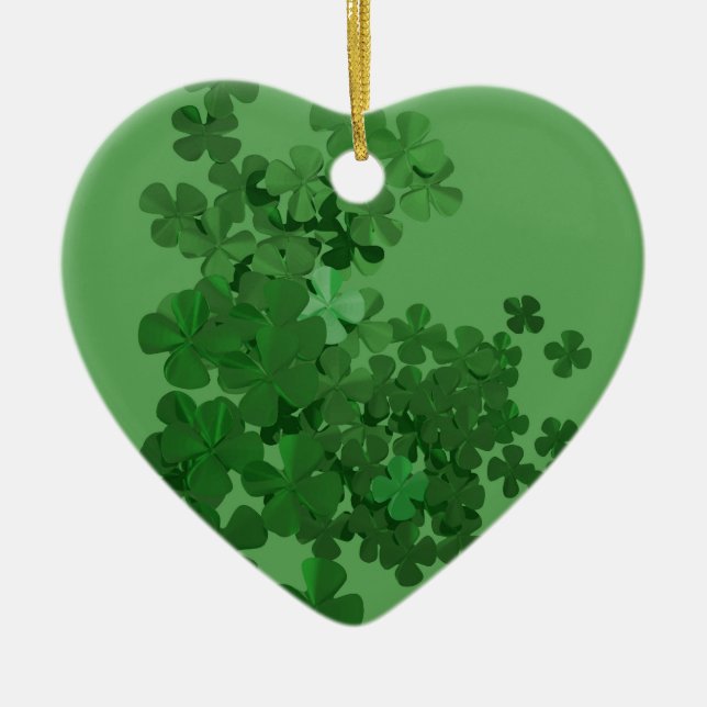 Ornement Cœur En Céramique Shamrock de la Saint-Patrick (Devant)