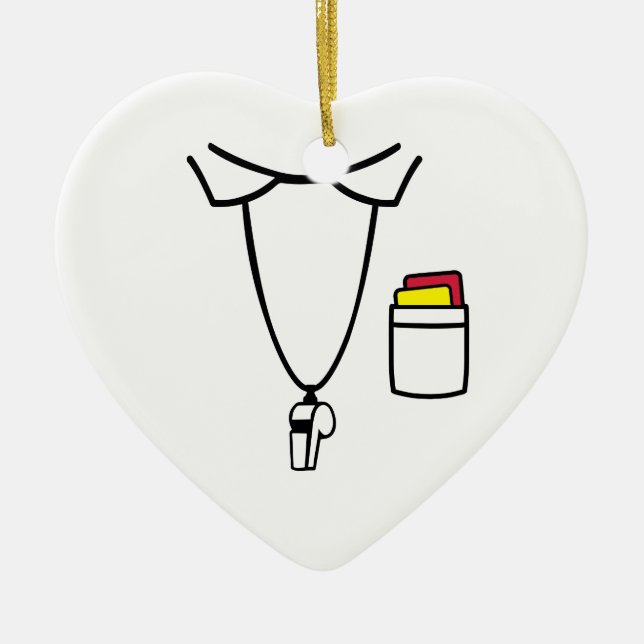 Ornement Cœur En Céramique Sifflement rouge de carte jaune d'arbitre (Devant)