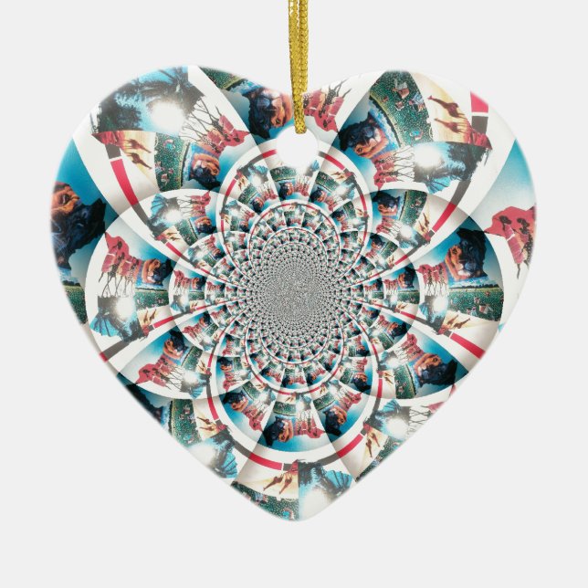 Ornement Cœur En Céramique Tapisserie kényane Kaleidoscope (Devant)