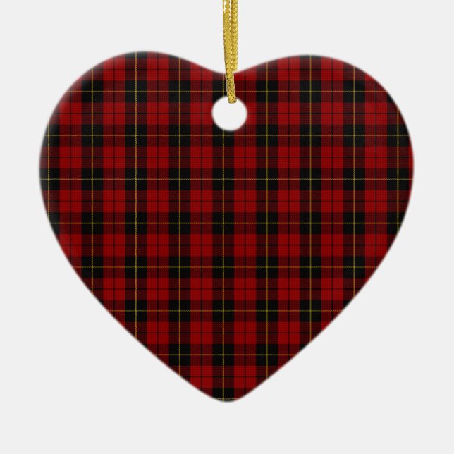 Ornement Cœur En Céramique Tartan d'écossais de clan de Wallace (Devant)