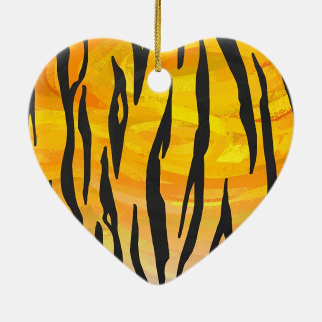 Ornement Cœur En Céramique Tiger noir et orange (Dos)