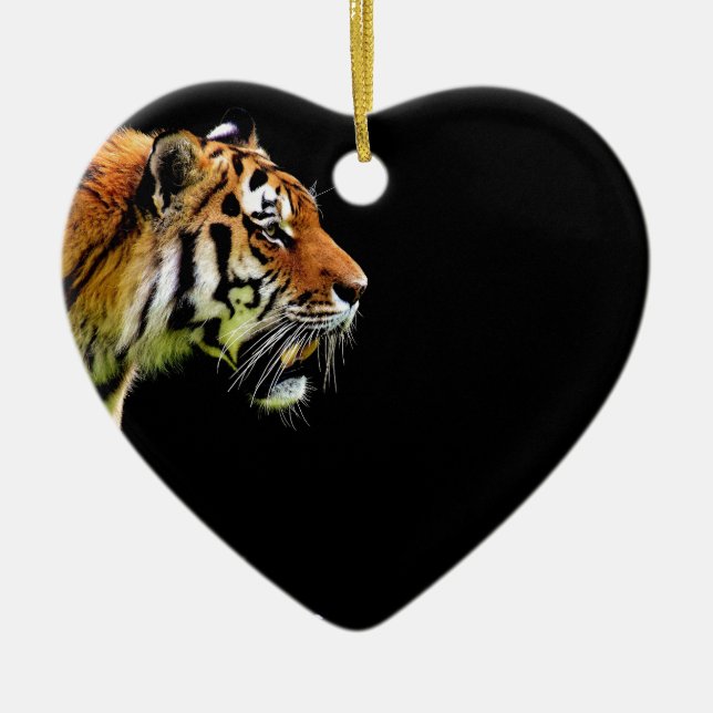 Ornement Cœur En Céramique Tigre approchant - Oeuvres d'art d'animaux sauvage (Devant)