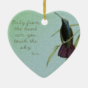 Ornement Cœur En Céramique Touchez le colibri de ciel