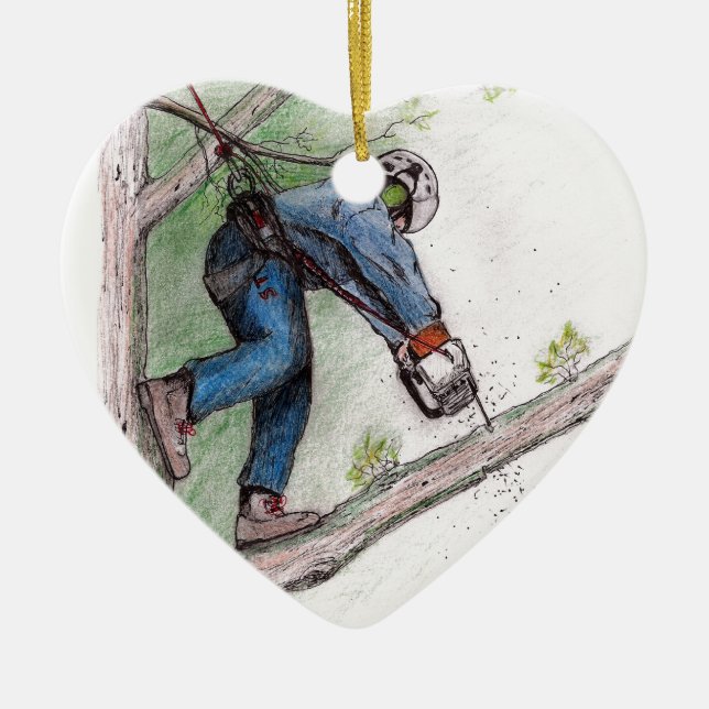 Ornement Cœur En Céramique Tree Surgeon Arborist (Devant)
