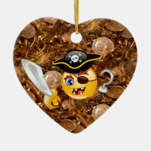 Ornement Cœur En Céramique trésor pirate emoji
