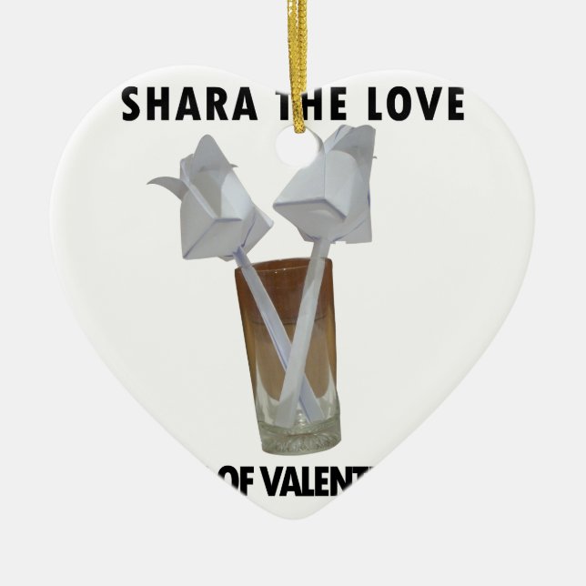 Ornement Cœur En Céramique Un verre de paix valentine. (Devant)