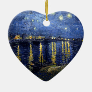 Ornement Cœur En Céramique Van Gogh Nuit étoilée sur Rhône