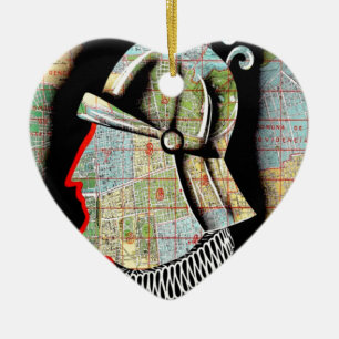 Ornement Cœur En Céramique Vintage Chili Santiago Voyage