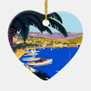 Ornement Cœur En Céramique Vintage Côte d'Azur