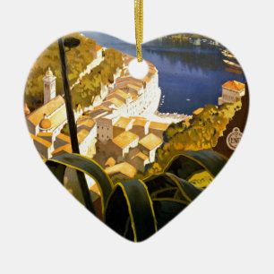 Ornement Cœur En Céramique Vintage Portofino Italie