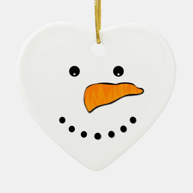 Ornement Cœur En Céramique Visage de neige (Devant)