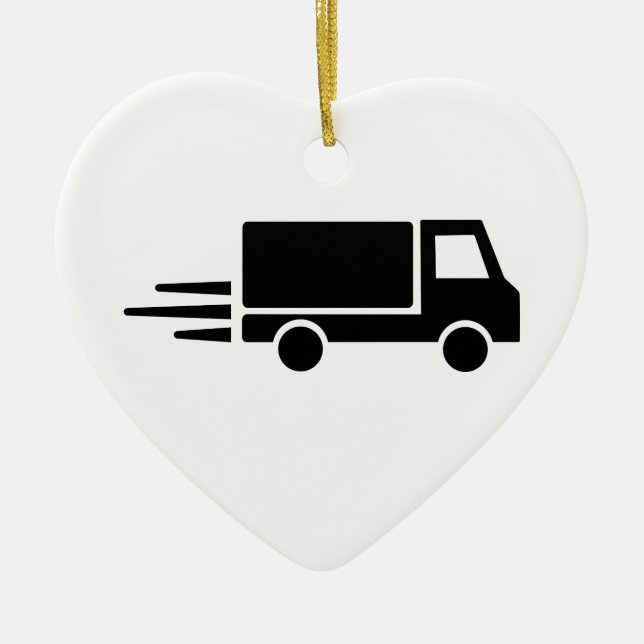 Ornement Cœur En Céramique Vitesse de camion (Devant)