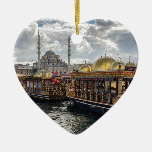 Ornement Cœur En Céramique Vue vers Istanbul (Turquie) (Devant)