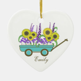 Ornement Cœur En Céramique Wagon of Flowers Bridesmaid