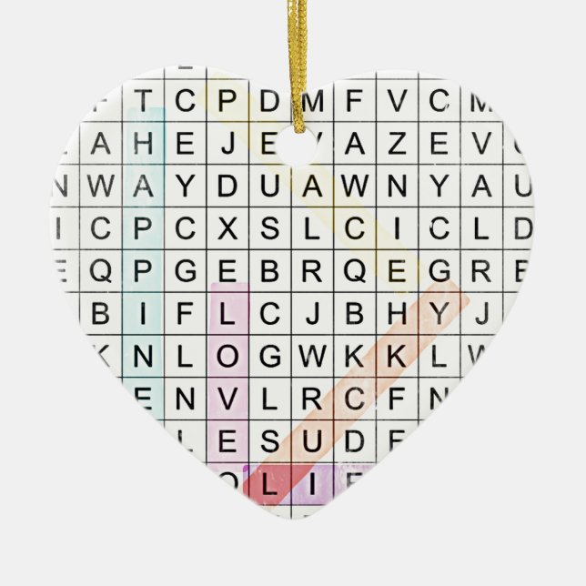 Ornement Cœur En Céramique Word Search (Devant)