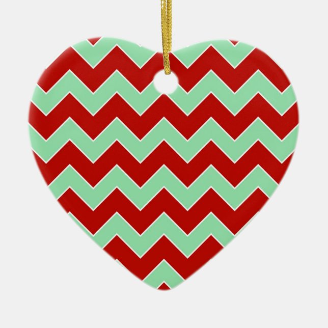 Ornement Cœur En Céramique Zigzag de Noël (Devant)