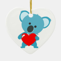 Ornement Coeur motif Koala et son coeur rouge
