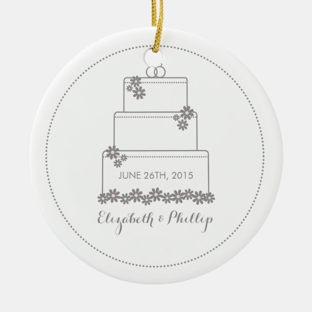 Ornement commémoratif de gâteau de mariage (Devant)